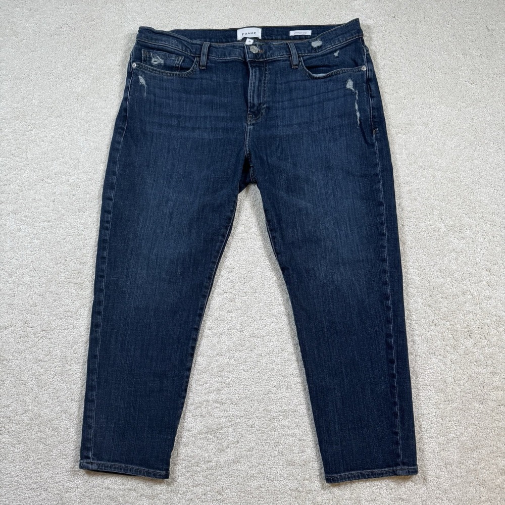 FRAME Le Garcon Crop Jeans Women's Dark Wash Size 31 Straight Leg Denim (36x24) - Picture 2 of 6